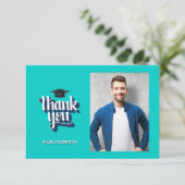 卒業サンキューブルーフォトノートカード 招待状 (スタンド正面)