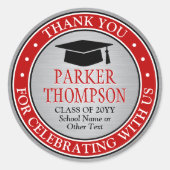 卒業サンキューレエレガントッドグレー白黒 ラウンドシール (正面)