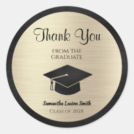 卒業サンキュー金ゴールドブラッククラスの2022 ラウンドシール