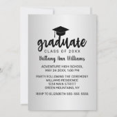 卒業ザデイトブラックタイポグラフィシルバー 案内状 (裏面)