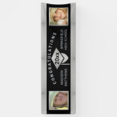 卒業シックなシルバーおめでとうの写真 横断幕 (縦)