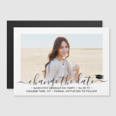 卒業シックな写真延期の日付の変更 マグネット招待状 (正面/裏面)