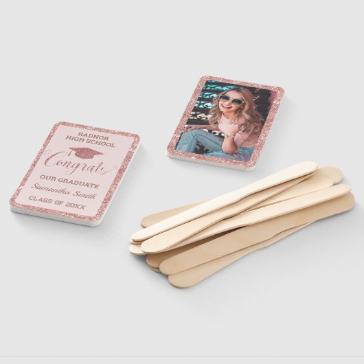 卒業シックバラ金ゴールドピンク大学院写真 ハンドファン (組立なし)