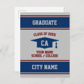 卒業シニアの卒業発表カード 案内ポストカード (正面/裏面)