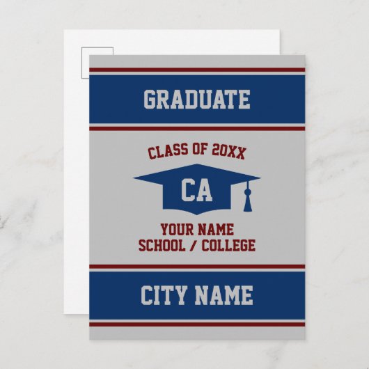 卒業シニアの卒業発表カード 案内ポストカード (正面/裏面)