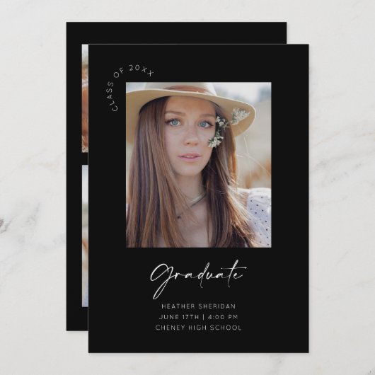 卒業シニア・クラスの写真発表カード セーブザデート (正面/裏面)