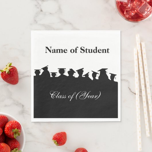 卒業シルエットまたは懇親会カスタムナプキンス スタンダードランチョンナプキン (インサイチュ)