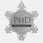 卒業シルバーネーム年PhD スノーフレークピューターオーナメント (正面)