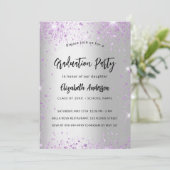 卒業シルバーバイオレットパープルスパークルラグジュアリー 招待状 (スタンド正面)