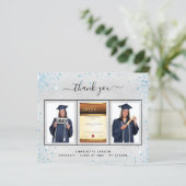 卒業シルバーブルーの写真サンキューカード (スタンド正面)