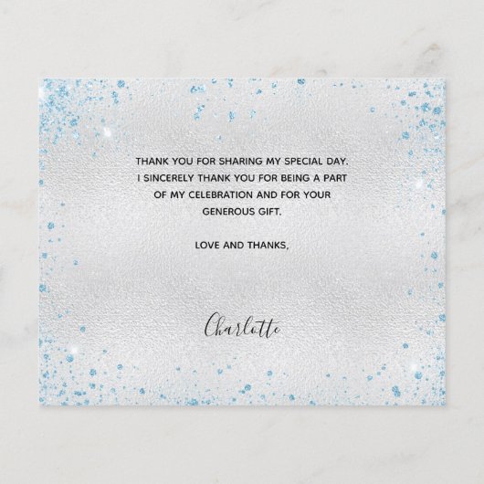 卒業シルバーブルーの写真サンキューカード (裏面)