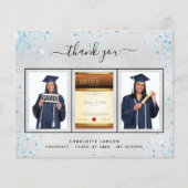 卒業シルバーブルーの写真サンキューカード (正面)
