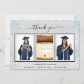 卒業シルバーブルーの写真 サンキューカード (正面)