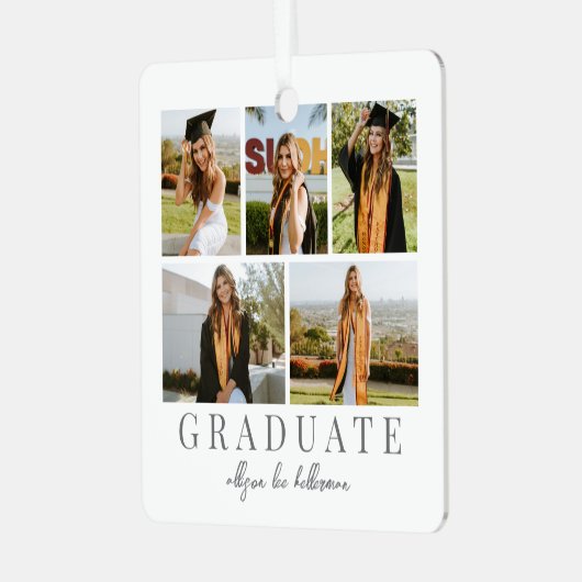 卒業シンプルエレガント卒業写真 メタルオーナメント (正面左)