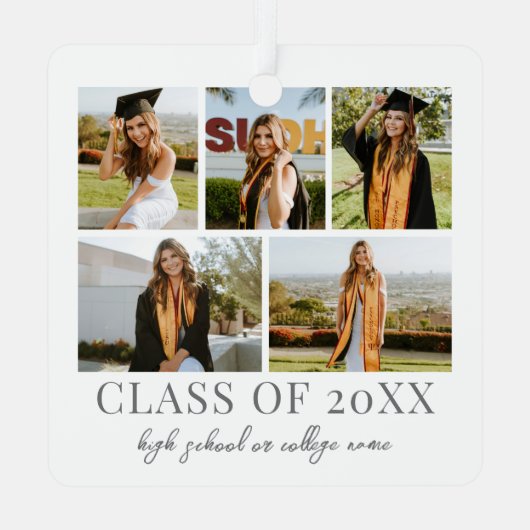 卒業シンプルエレガント卒業写真 メタルオーナメント (裏面)