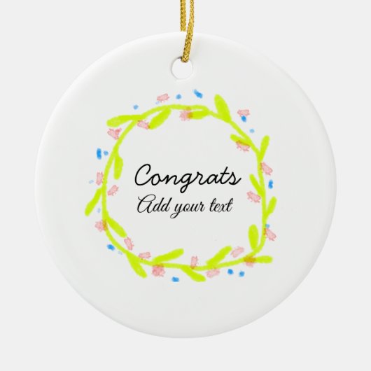 卒業シンプルミニマルおめでとうございます セラミックオーナメント (正面)