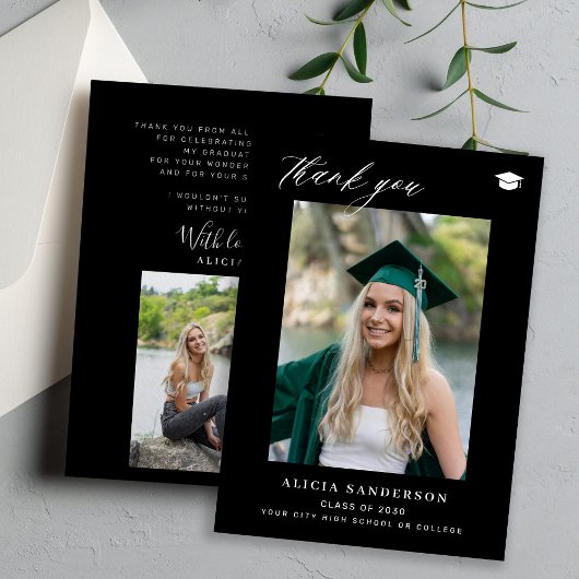 卒業シンプルモダン写真卒業 サンキューカード