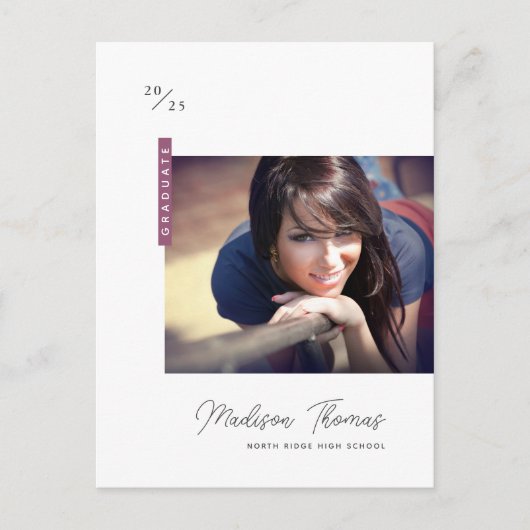 卒業シンプル写真卒業 ポストカード (正面)