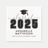 卒業シンプル白黒 スタンダードカクテルナプキン (正面)