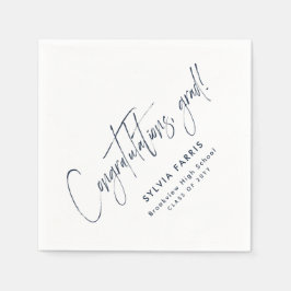 卒業シンプル祝い海軍ブルー スタンダードカクテルナプキン