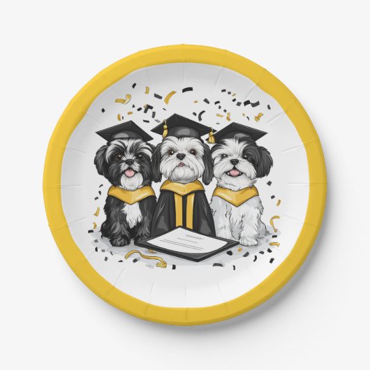 卒業シーズー（犬）Tzu Dogs ペーパープレート (正面)