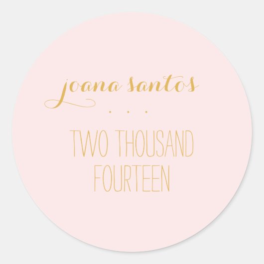 卒業シールピンク金ゴールドカラー2014卒業 ラウンドシール (正面)