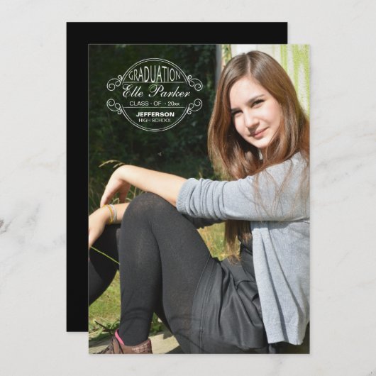 卒業シール写真卒業発表 案内状 (正面/裏面)