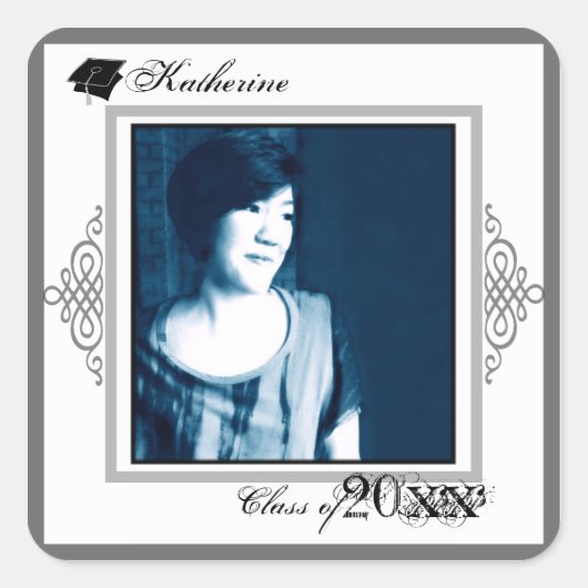 卒業スクエアステッカー写真の追加1 スクエアシール (正面)