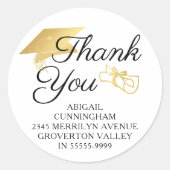 卒業スクリプトありがとうフェイクゴールドフォイルキャップ ラウンドシール (正面)