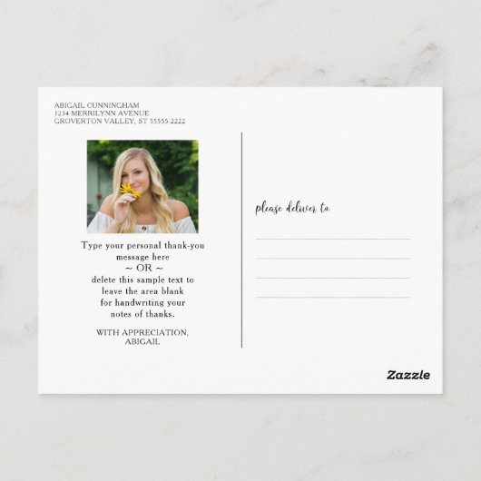 卒業スクリプトありがとう写真 ポストカード (裏面)