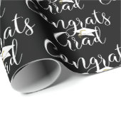 卒業スクリプトおめでとうGRAD編集可能ブラック ラッピングペーパー (ロールコーナー)