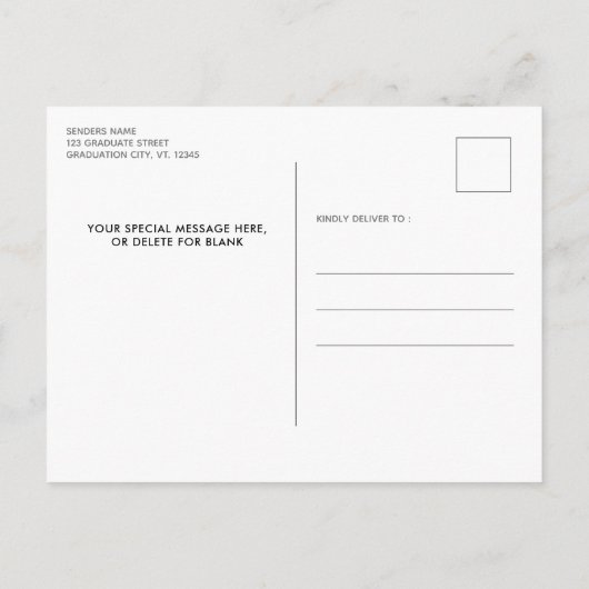 卒業スクリプトの写真エレガントを保存 インビテーションポストカード (裏面)