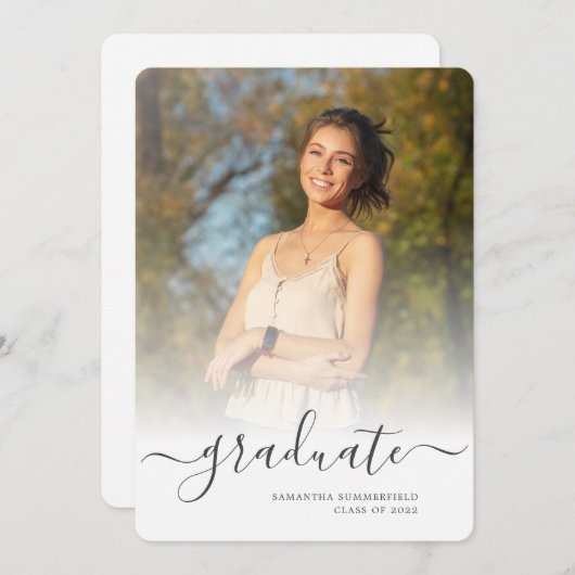 卒業スクリプトの卒業写真 案内状 (正面/裏面)