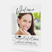 卒業スクリプトへようこそ写真おめでとうございます アクリルサイン (傾斜)