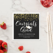 卒業スクリプトタイポグラフィおめでとうGRADブラック スタンダードカクテルナプキン (インサイチュ)