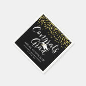 卒業スクリプトタイポグラフィおめでとうGRADブラック スタンダードカクテルナプキン (角)