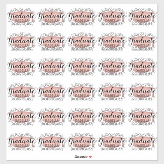 卒業スクリプトピンクローズ金ゴールド&ブラックシール シール (シート)