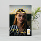 卒業スクリプト写真雑誌 卒業式 箔招待状 (立ち正面)