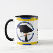 卒業スクールのカラーズブルーと金ゴールド(ズーム!) マグカップ (左)