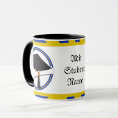 卒業スクールのカラーズブルーと金ゴールド(ズーム!) マグカップ (正面左)