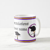 卒業スクールカラーズパープルと金ゴールド コーヒーマグカップ (正面右)