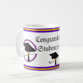 卒業スクールカラーズパープルと金ゴールド コーヒーマグカップ (正面左)