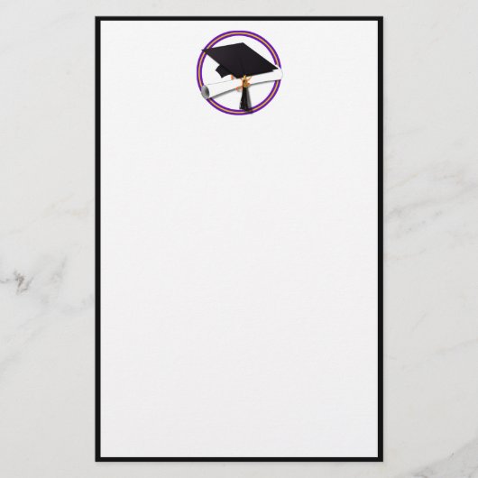 卒業スクールカラーズパープルと金ゴールド 便箋 (正面)