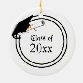 卒業スクールカラーズブラック&金ゴールドフレーム セラミックオーナメント (裏面)