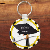 卒業スクールカラーズブラック&金ゴールド(ZOOM!) キーホルダー (正面)