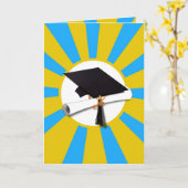 卒業スクールカラーズブルーと金ゴールド カード (黄色い花)