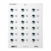 卒業スクールカラーズブルーと金ゴールド ラベル (フルシート)