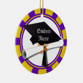 卒業スクールカラー紫と金ゴールド(ZOOM!) セラミックオーナメント (右)
