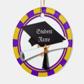 卒業スクールカラー紫と金ゴールド(ZOOM!) セラミックオーナメント (左)