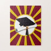 卒業スクールカラー赤と金ゴールド ジグソーパズル (縦)